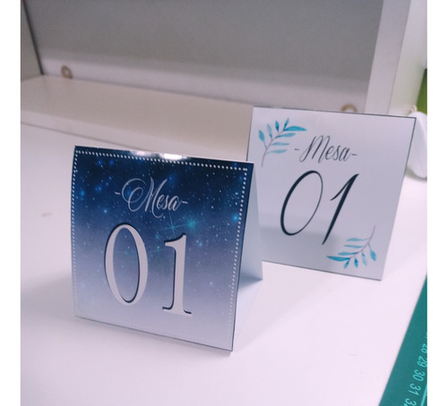 Números De Mesas Para 15 - Casamiento Azul Y Blanco X10