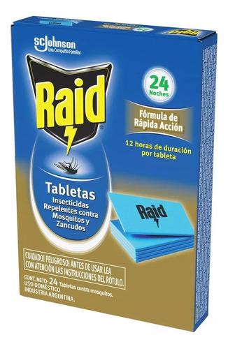 X240 Tabletas Raid Pastillas Anti Mosquitos Doble Acción 