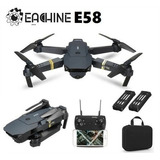 Cámara Drone Eachine E58 Full Hd De 2,4 Ghz, 2 Baterías Y Funda, Color Negro