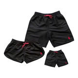 Shorts Kit Família Combinando Iguais 3 Peças Pai Mãe Filho