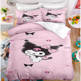 New Juego De Cama Doble Kuromi Con Funda Nórdica