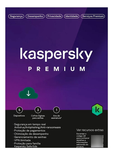 Kaspersky Antivírus Premium 3 Dispositivo 1 Ano 2024-2025