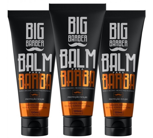 Kit 3x Balm Para Barba Hidratante 120ml Big Barber