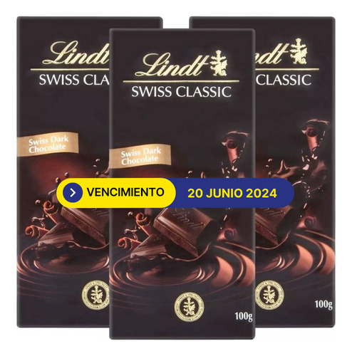 Chocolate Lindt Swiss Classic Dark 100 Gr. X3 Amargo