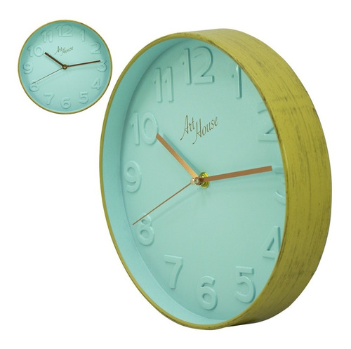 Relógio De Parede Moderno Home Love Verde Piscina 25cm