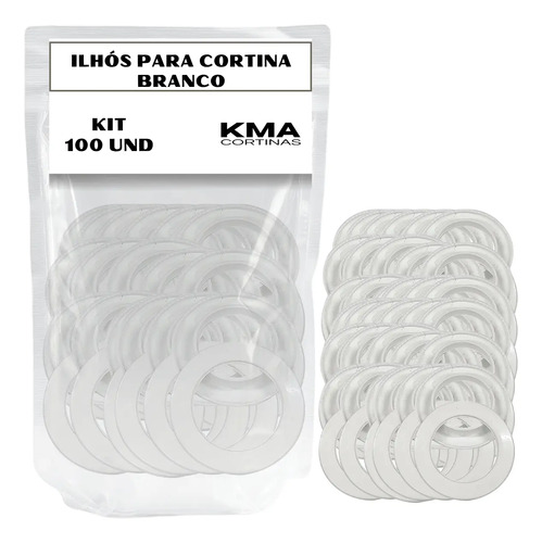 Ilhós Redondo Para Cortinas De 28mm Kit/ 100 Peças