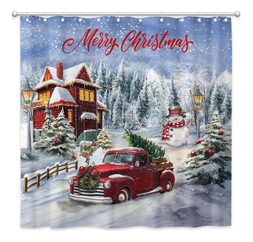 Joliaco Cortina Ducha Feliz Navidad Vintage Red Truck Juego