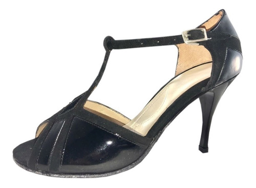 Zapato De Baile Tango Salsa Fiesta Charol Negro Flex 7,5 Cm