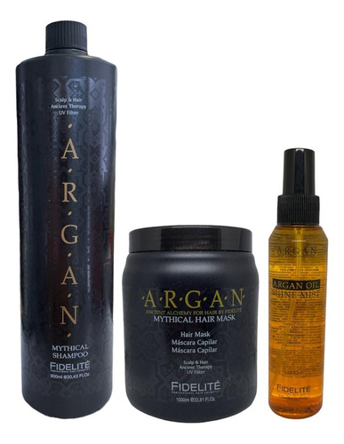 Kit Argan Fidelite Shampoo + Mascara + Brillo Instantaneo 