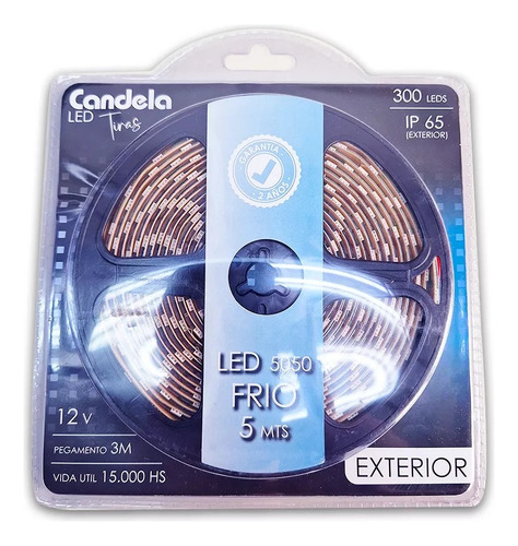 Tira Led 5050 Fria Para Exterior 12v. 5 Metros Marca Candela