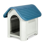 Casa Para Perro Raza Chica De Plástico Exterior Color Azul