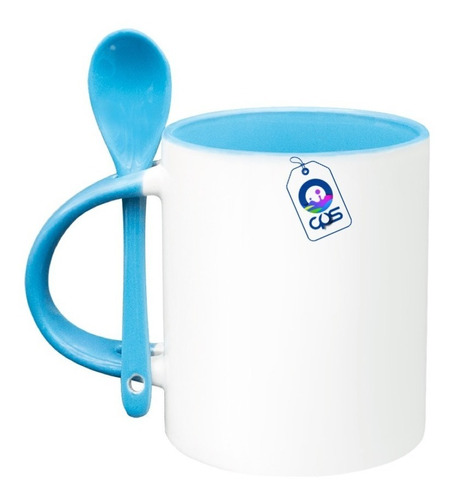 Taza 11oz Fondo De Color Con Cuchara Para Sublimar 12 Piezas