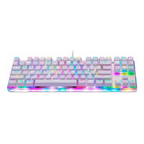 Teclado Gamer Motospeed K87s Qwerty Outemu Blue Inglés Us Color Blanco Con Luz Rgb