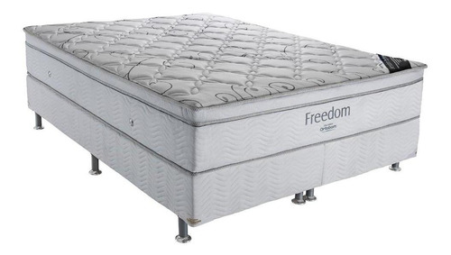 Cama Box E Colchão Freedom Queen (158x198) - Ortobom Cor Couro Branco