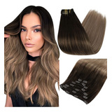 Extensiones Cabello Real 7pz Castaño Oscuro A Cas 16in 120gr