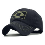 Boné Tático Airsoft Brasil Aba Curva Fivela Snapback Preto