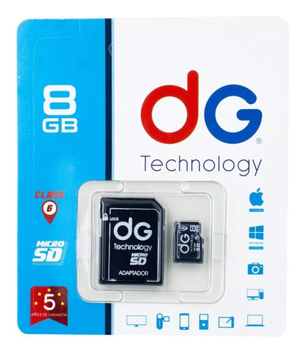 Memoria Micro Sd 8 Gb Clase 10 + Adaptador Sd Dg Original