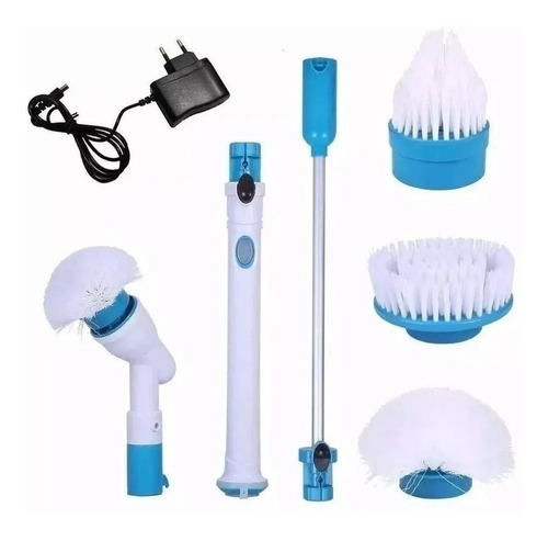 Mop Spin Scrubber Esfregão Elétrico Azul E Branco