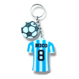 Llavero Camiseta Y Pelota Argentina Personalizado Fútbol 