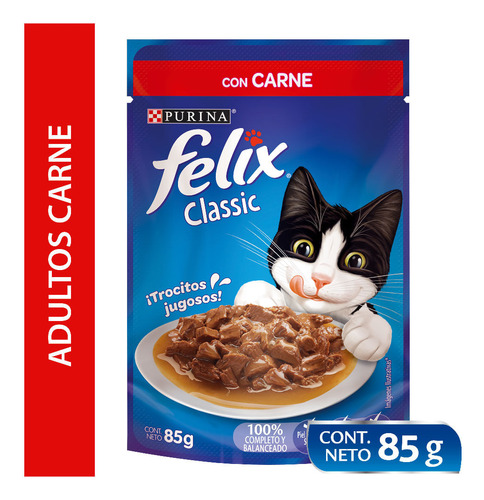 Alimento Húmedo Gato Felix Sensaciones Carne En Salsa 85 G