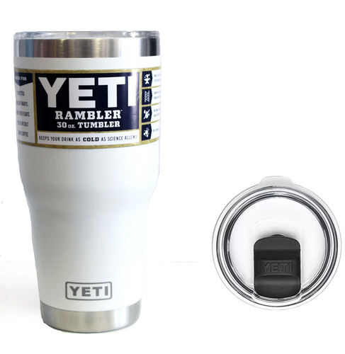 Vaso Térmico Marca Yeti De 30 Oz Con Tapa Color Blanco Liso