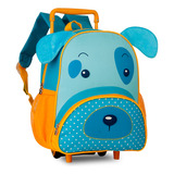 Mochila Infantil Meninos Clio Pets Tubarão Cachorro Rodinhas