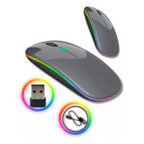 Mouse S/fio Recarregável Led Rgb Óptico Ergonômico + Brinde