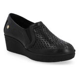 Zapato Mocasín Dama Flexible Casual Negro Tacón 5cm 410-25