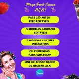 Pack Canva Artes Açai Cardapio Cartão Digital Figurinha Wt