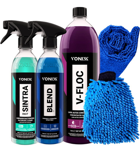 Shampoo Automotivo V-floc 1,5l + Cera Blend+ Sintra Fast Apc