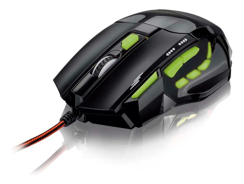 Mouse Gamer Multilaser Quickfire Preto/verde 24000 Dpi