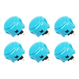 Juego De 6 Botones Pulsadores Azules Sanwa Obsf-30-b