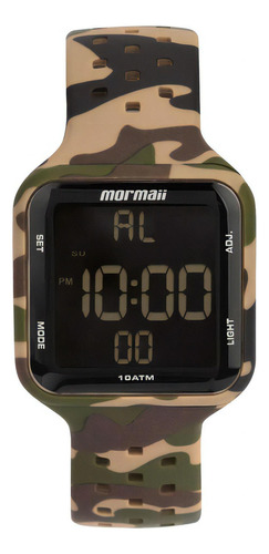 Relógio Mormaii Lab Digi Mo6600b/8v Cor Da Correia Camuflado Cor Do Bisel Camuflado Cor Do Fundo Preto