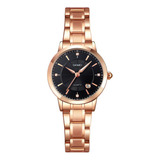 Relógio De Pulso Impermeável Elegante Skmei Luxury Cor Da Correia Rose Golden Black