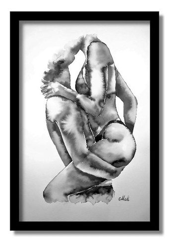 Arte Sensual  Casal Amor Paixão Quadro  Quarto Moldura 60x40