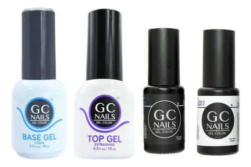 Base Y Top Coat + Belcolor Blanco Y Negro. Uñas Gc Nails