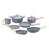 Set X 9 Piezas Ollas Sarten Bifera Wok Jarro Granito Hudson