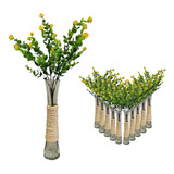 Floreros Decorativos De Vidrio Con Planta Artificial 16 Pcs