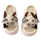 Pantuflas Cómodas De Algodón Con Diseño De Vaca