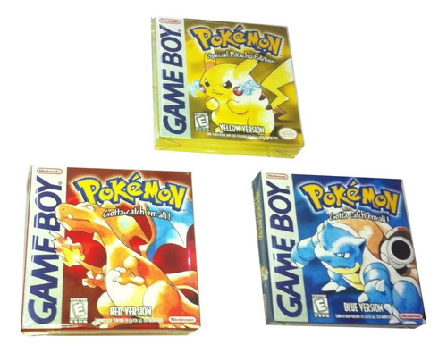3 Cajas Custom Para Juegos Pokemon Red + Yellow + Blue