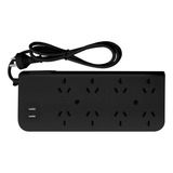 Zapatilla Alargue 8 Tomas 2 Usb C/protección Térmica 3mt Color Negro