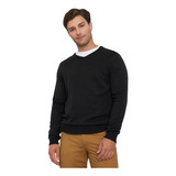 Sweater Hombre Grueso V-neck Negro Corona