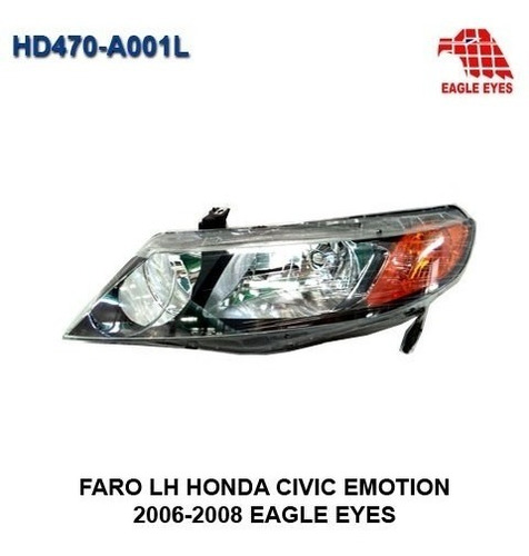 Faro Izquierdo Honda Civic Emotion Americano 2006 2009 Foto 2