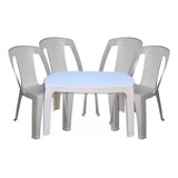 Combo 4 Sillas Capri 1 Mesa Ratona Mascardi Blanca Plastico