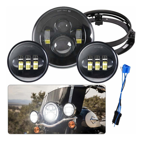 Faro Led De 7 Pulgadas Con 4-1/2 Luces Led De Paso + Anillo 