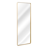 Espelho Retrô Retangular C/ Moldura Banheiro Quarto 150x60cm Moldura Dourado