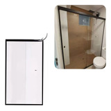 Kit Banheiro Box Perfil Aluminio Quadrado Reto Preto 1,20m