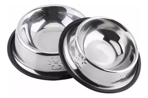 2 Comedouro Inox Patas Relevo Para Cães 2500ml