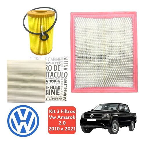 Kit 3 Filtros Volkswagen Amarok 2.0 Td Tdi 2010 A 2021