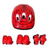 Kit Proteção Capacete, Joelheira, Cotoveleira Homem Aranha